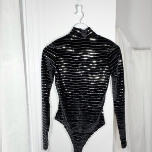 Black velvet and sequin bodysuit [ M ]